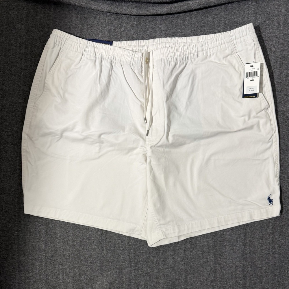 Polo Ralph Lauren Men's Prepster Shorts White Stretch Classic Fit, Chino 3XB NWT